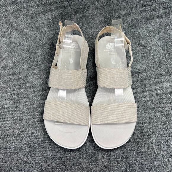 Clarks Cloudsteppers Sandals Women's Size 11 Tan Grey‎ Adjustable Strap Sandals - Picture 3 of 12